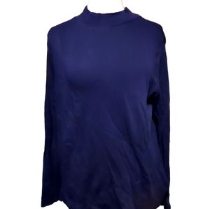 Cato Xl Turtleneck Top Blue Long Sleeve Cotton Woman Shirt Pullover dimensions p